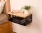 Floating Nightstand with Black Metal Base, Minimalist Bedside Table- Natural 