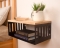 Floating Nightstand with Black Metal Base, Minimalist Bedside Table- Natural 