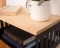 Floating Nightstand with Black Metal Base, Minimalist Bedside Table- Natural 
