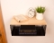 Floating Nightstand with Black Metal Base, Minimalist Bedside Table- Natural 