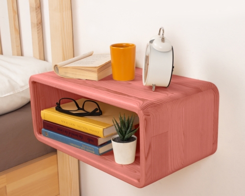 Curved Wooden Floating Nightstand, Handmade Bedside Table - Oslo