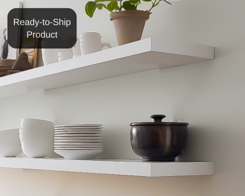 Floating Shelf with Hidden Metal Brackets - (114cm L x 14cm D) - White