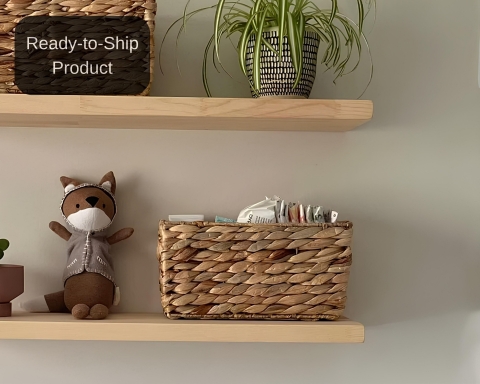 Floating Shelf with Hidden Metal Brackets -  (14"L x 8"D) - Natural
