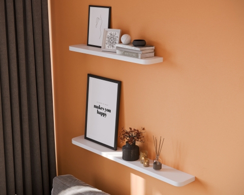 Modern Radius Wood Floating Shelves - White
