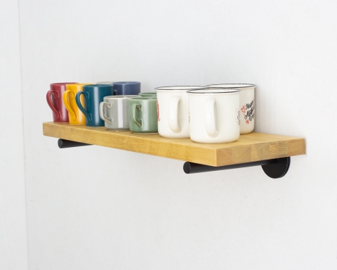 Floating Shelf with Metal Rod Brackets - Madrid