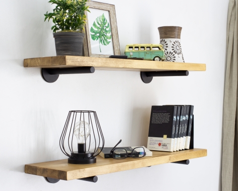 Floating Shelf with Metal Rod Brackets - Capetown