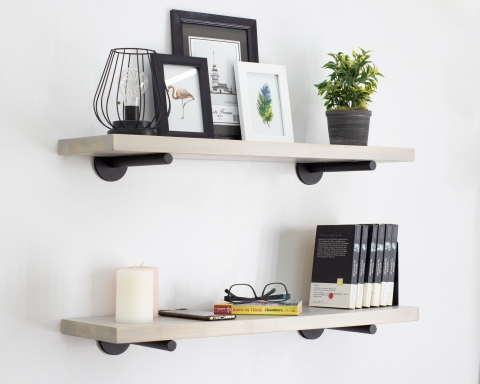 Floating Shelf with Metal Rod Brackets -Istanbul