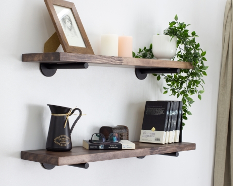 Floating Shelf with Metal Rod Brackets - London