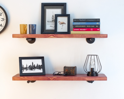 Floating Shelf with Metal Rod Brackets - Rome
