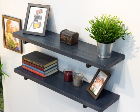 Floating Shelves with Minimalistic Style Metal Brackets - Monaco