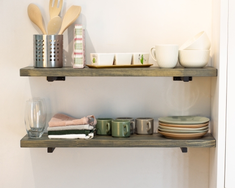 Floating Shelves with Minimalistic Style Metal Brackets - Nairobi