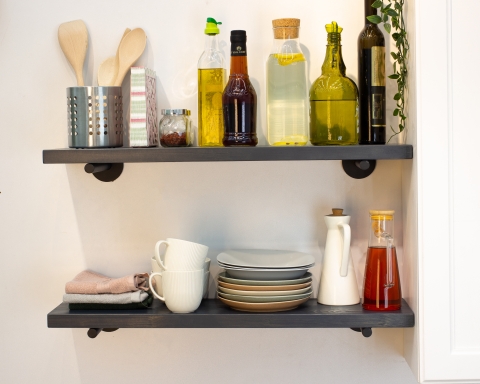 Floating Shelf with Metal Rod Brackets - Monaco