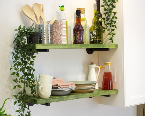Floating Shelf with Metal Rod Brackets - Jakarta