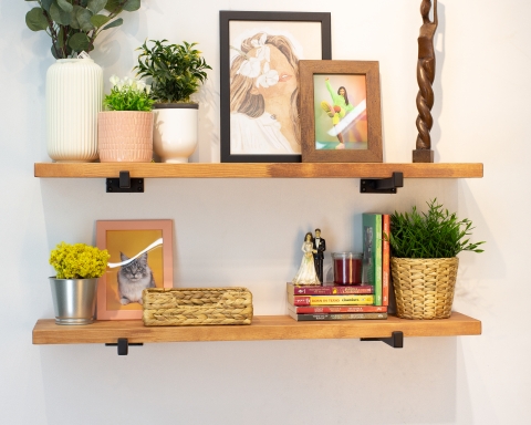 Floating Shelf with Square Tube Brackets - Paris