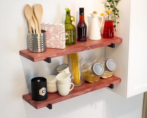 Floating Shelf with Square Tube Brackets - Rome