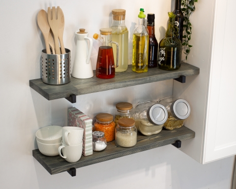 Floating Shelves with Minimalistic Style Metal Brackets - Nairobi
