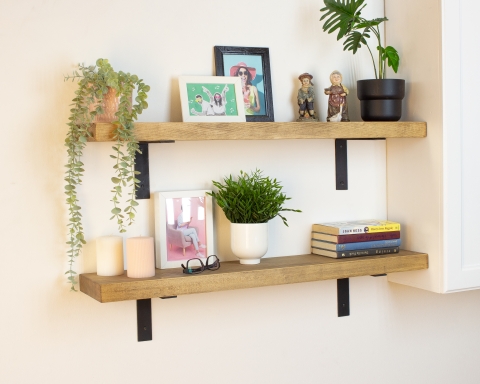 Farmhouse Heavy Duty Shelf with Industrial L Metal Brackets - Cape Town
