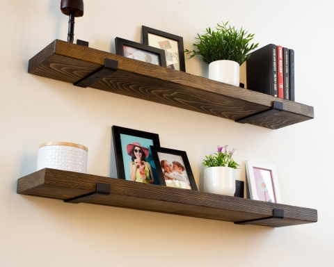 Farmhouse Shelf with Industrial Metal Brackets - Vancouver
