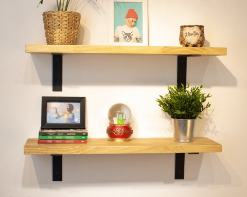 Floating Shelves with Metal Brackets - Madrid
