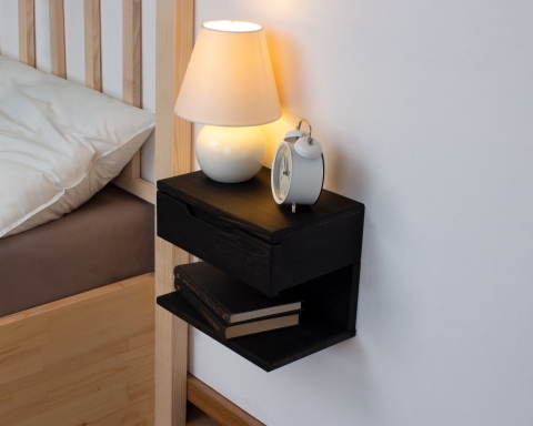 Floating Nightstand with Drawer - Black