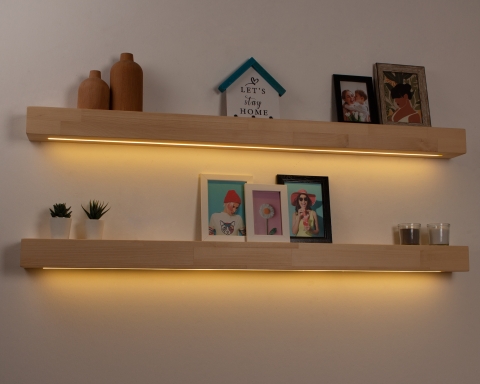 Floating Shelf with Led Lights - Natural