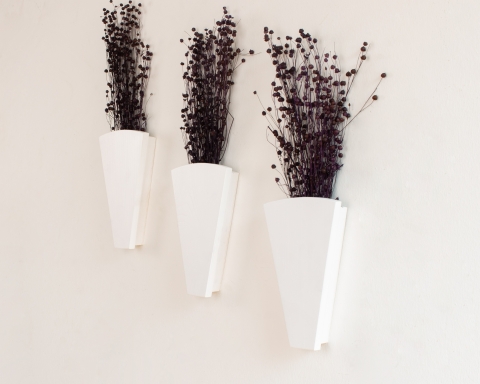 Wood Wall Pocket - White - Large