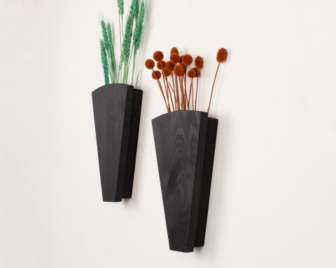 Wood Wall Pocket - Black - Large