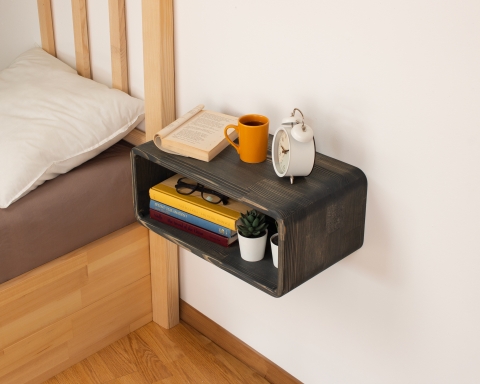 Curved Wooden Floating Nightstand, Handmade Bedside Table - Nairobi