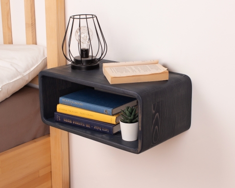 Curved Wooden Floating Nightstand, Handmade Bedside Table - Monaco