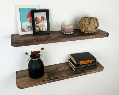 Half Radius Solid Wood Floating Shelf - London