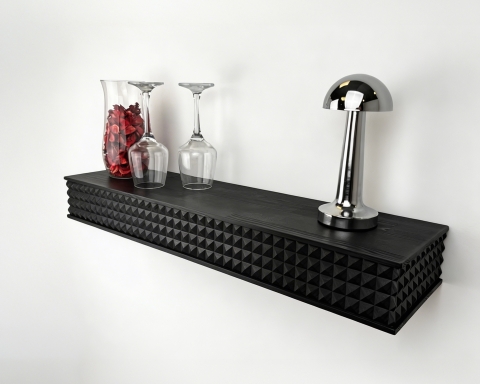 3D Pattern Floating Shelf 3 Inch Thick - Black