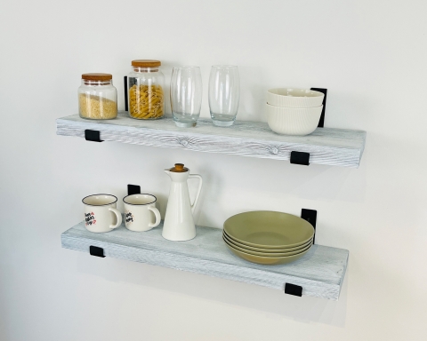 White-Washed Solid Floating Shelf  - Ral 5008 