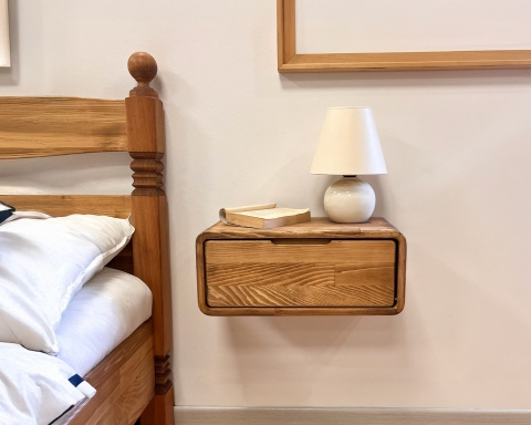 Floating Nightstand with Flip-Down Door