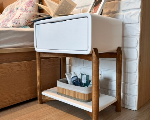 Modern Oval Nightstand with Legs - Cape Town & White