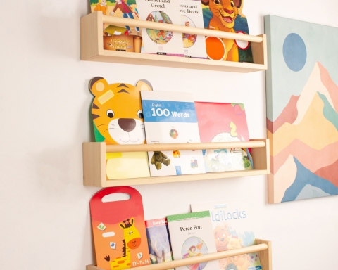 Floating Nursery Bookshelf - Natural