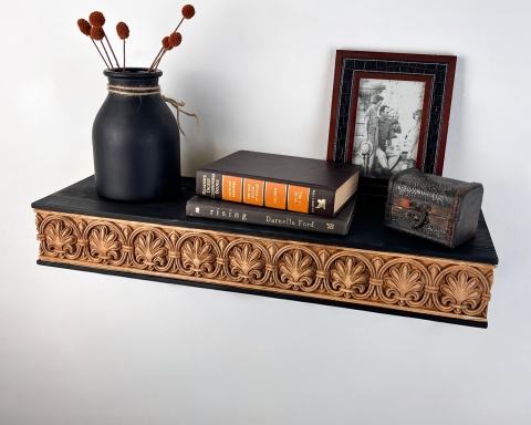 Neo-Classical Floating Shelf 3 Inch Thick - Black