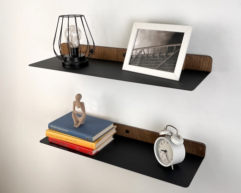 Metal Floating Shelf with Wood Accent - Vancouver