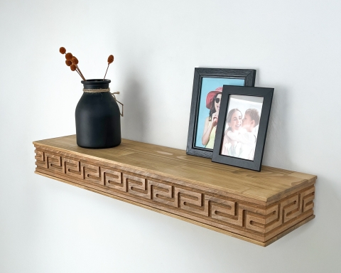 Greek Key Carved Floating Shelf - Madrid