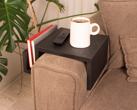 Functional Wood Armrest Table - Black