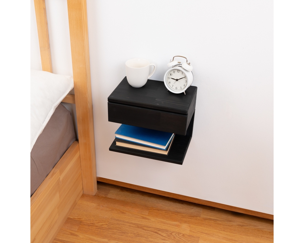 Floating Nightstand with Drawer - Black