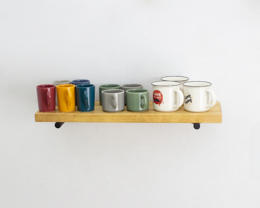 Floating Shelf with Metal Rod Brackets - Madrid