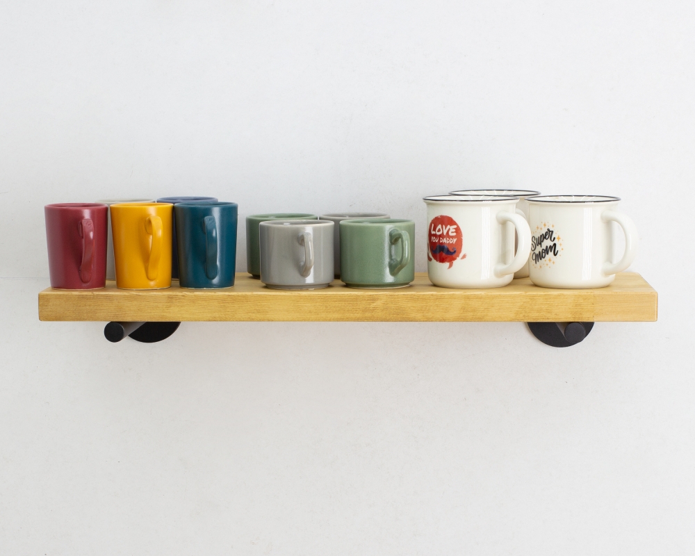 Floating Shelf with Metal Rod Brackets - Madrid