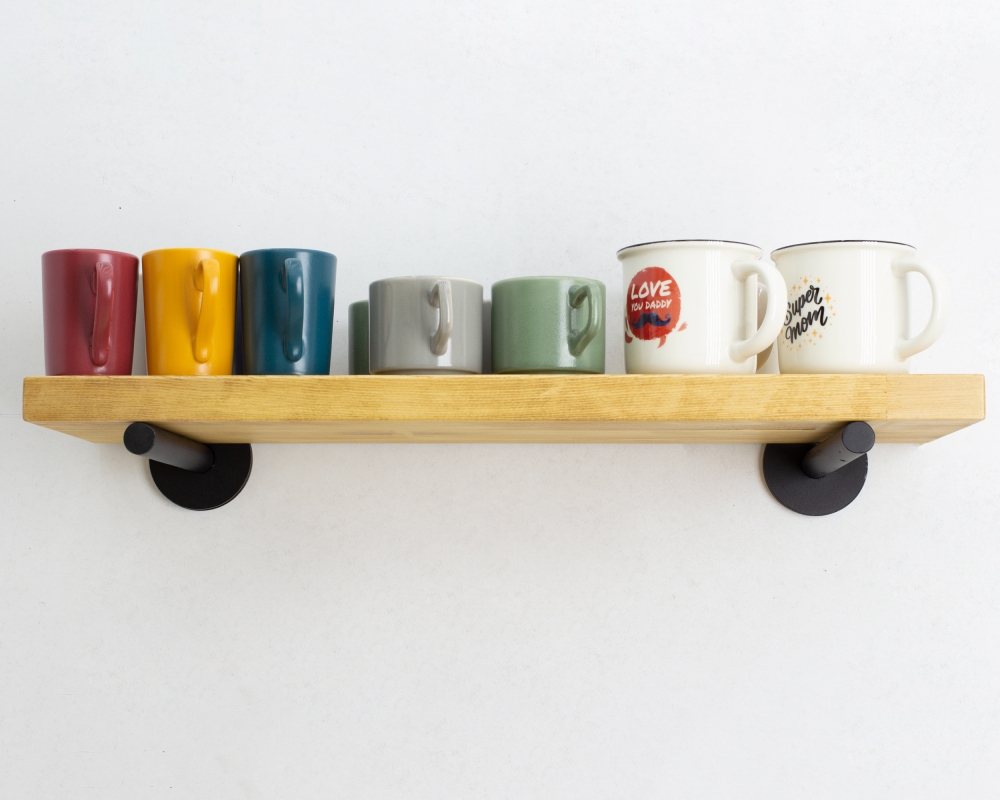 Floating Shelf with Metal Rod Brackets - Madrid