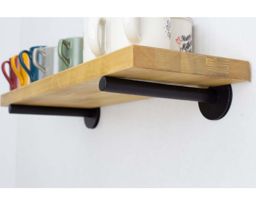 Floating Shelf with Metal Rod Brackets - Madrid