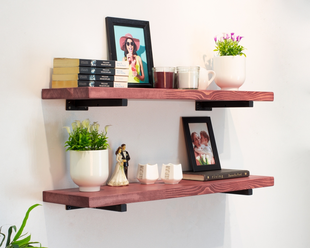 Floating Shelves with Minimalistic Style Metal Brackets - Rome