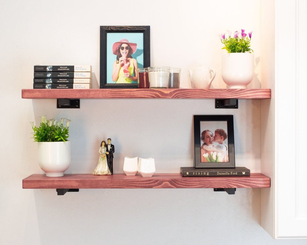 Floating Shelves with Minimalistic Style Metal Brackets - Rome