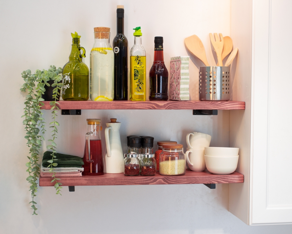 Floating Shelves with Minimalistic Style Metal Brackets - Rome