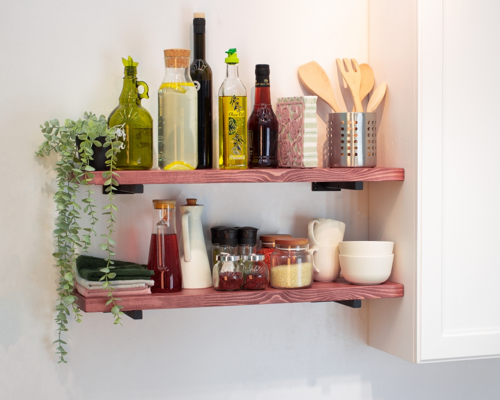 Floating Shelves with Minimalistic Style Metal Brackets - Rome