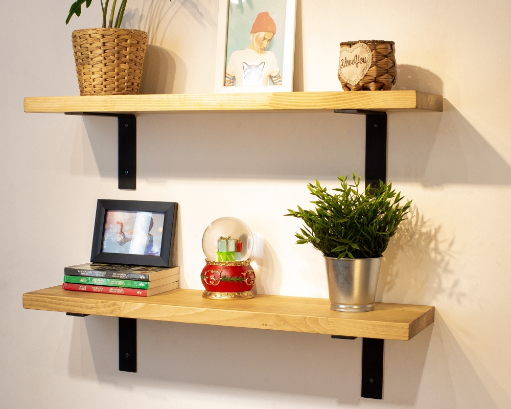 Floating Shelves with Metal Brackets - Madrid