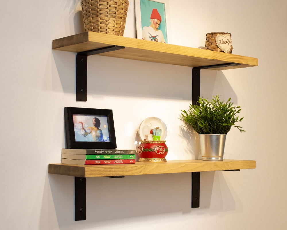 Floating Shelves with Metal Brackets - Madrid